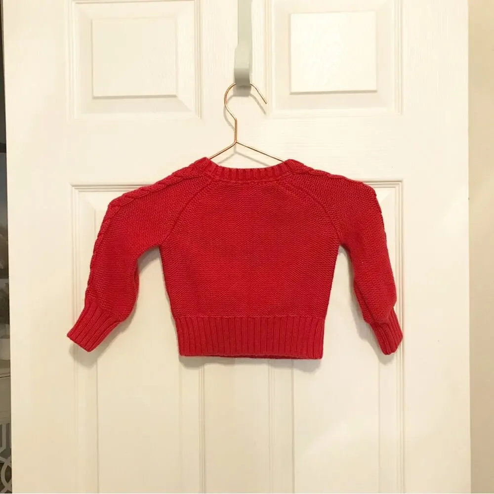 Baby Gap Red Cable Knit Cotton Sweater 18-24 Months